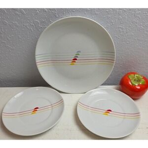 Vintage Schmidt Brasil Porcelain Plates Set of 3 Rainbow Sunset Design Colorful